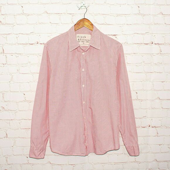 Frank & Eileen $225 Medium PAUL Shirt Button up red Check Cotton - Picture 1 of 7